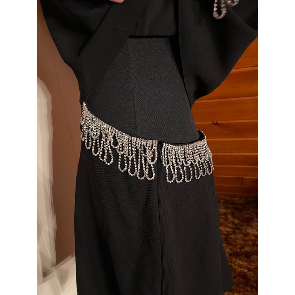 H&M Studio 2022 Black Cutout Mini Dress with Rhinestone Embellishments sz S - Picture 8 of 12
